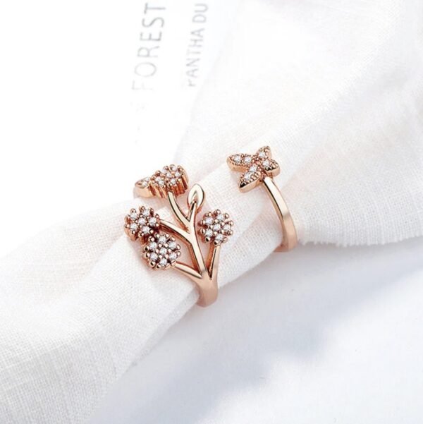 Rose Gold Plated American Diamond Studded Contemporary Korean Finger Ring