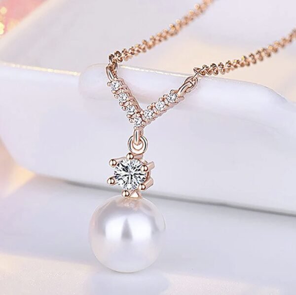 Rose Gold Plated American Diamond Studded Contemporary Korean Pendant